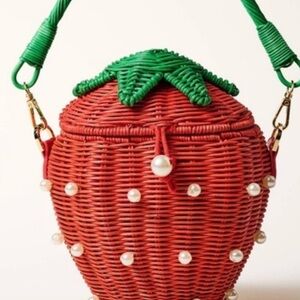 Kate Spade Target Pearl Embellished Strawberry Basket Bucket Bag